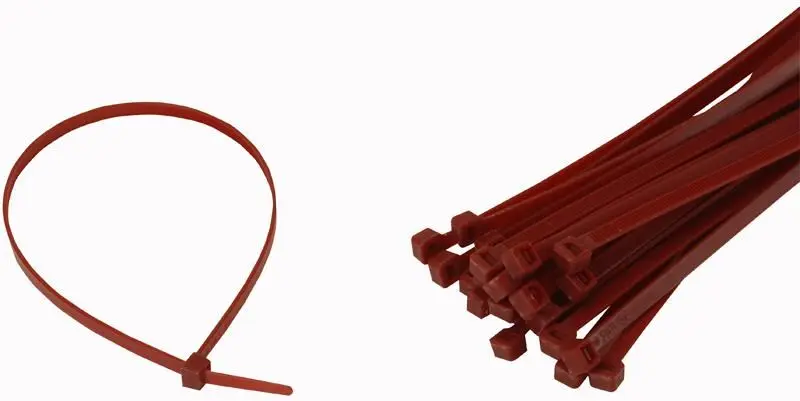 PARTEX HFC Series Cable Ties 4.8mm x 295mm, Red, 100 Pack