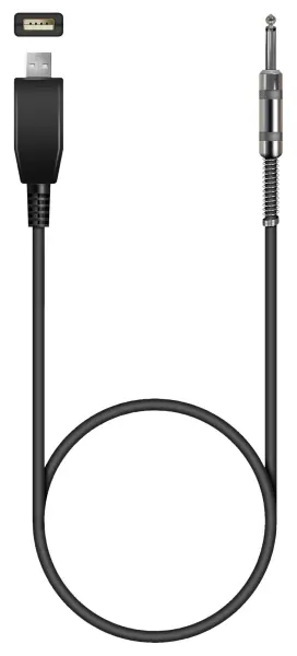 USB A Plug to 6.35mm Mono Jack Plug Guitar Lead, 3m
