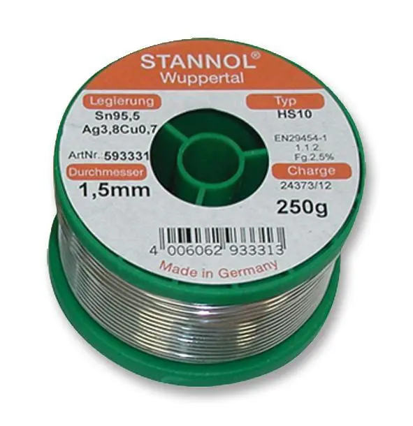 STANNOL Lead-Free Solder Wire, 0.5mm, 250g, 217°C