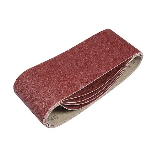 TIMCO Aluminium Oxide Sanding Belts, 40 Grit, Red, 75 x 457mm (5 Pack)
