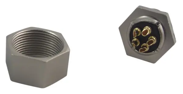 BINDER 711シリーズ 5極パネルマウントソケット 金メッキ