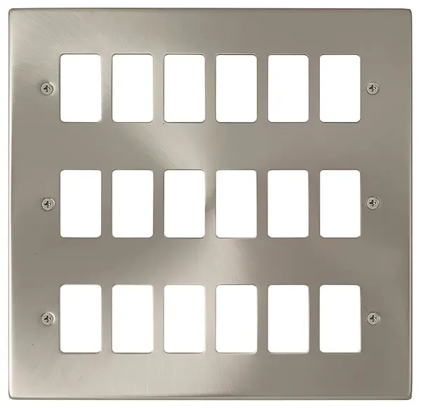 GRIDPRO Deco Frontplate 18 Gang Satin Chrome 196x206mm