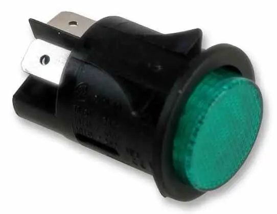 Molveno Interruptor de Pressão com Trava, 25mm, 250V AC, 16A, Iluminação Verde