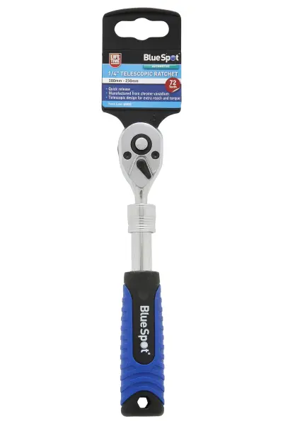 Blue Spot Tools Llave de Carraca Telescópica 1/4″, 180mm-230mm, 72 Dientes