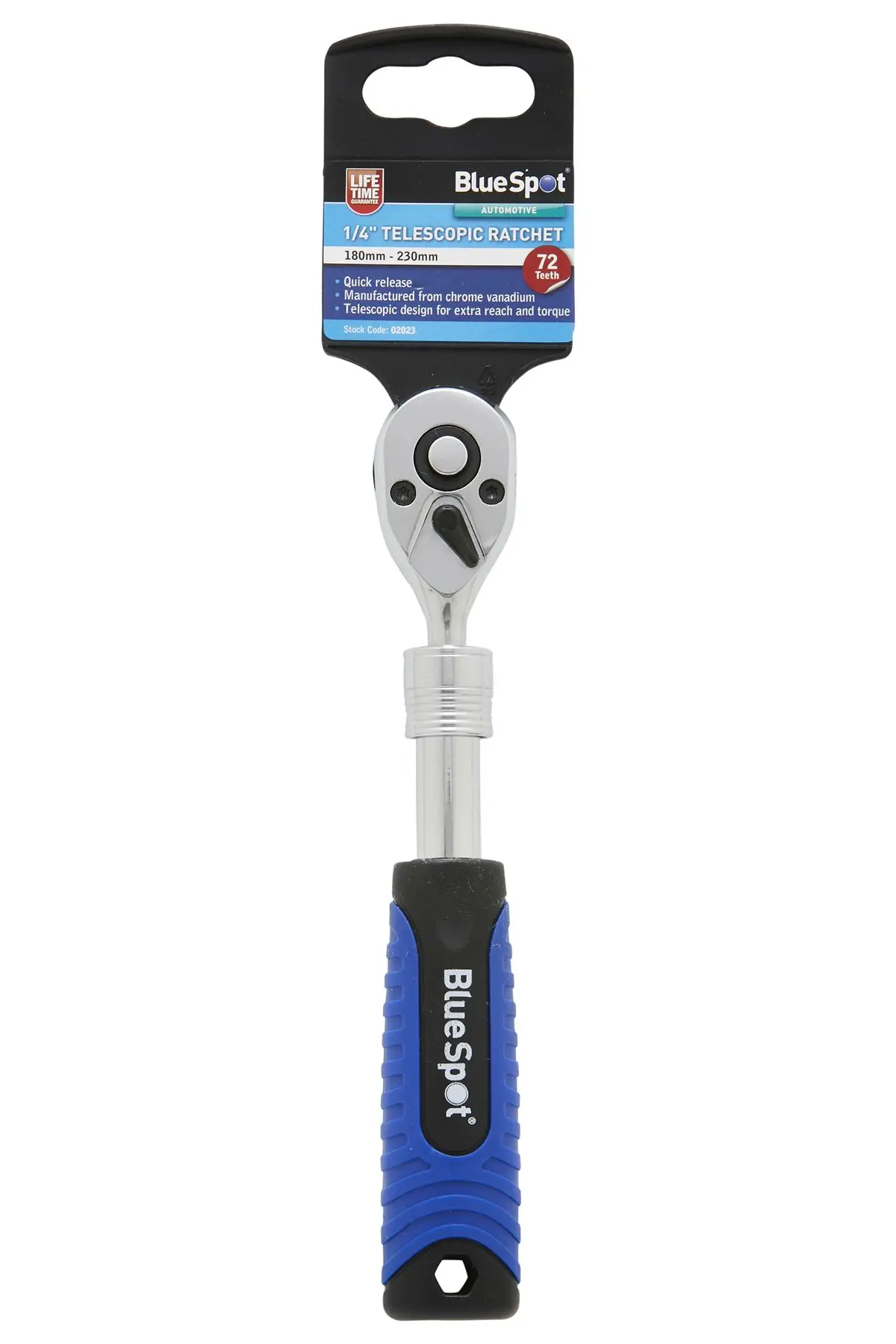 Blue Spot Tools 1/4″ Telescopic Ratchet, 180mm-230mm, 72 Teeth