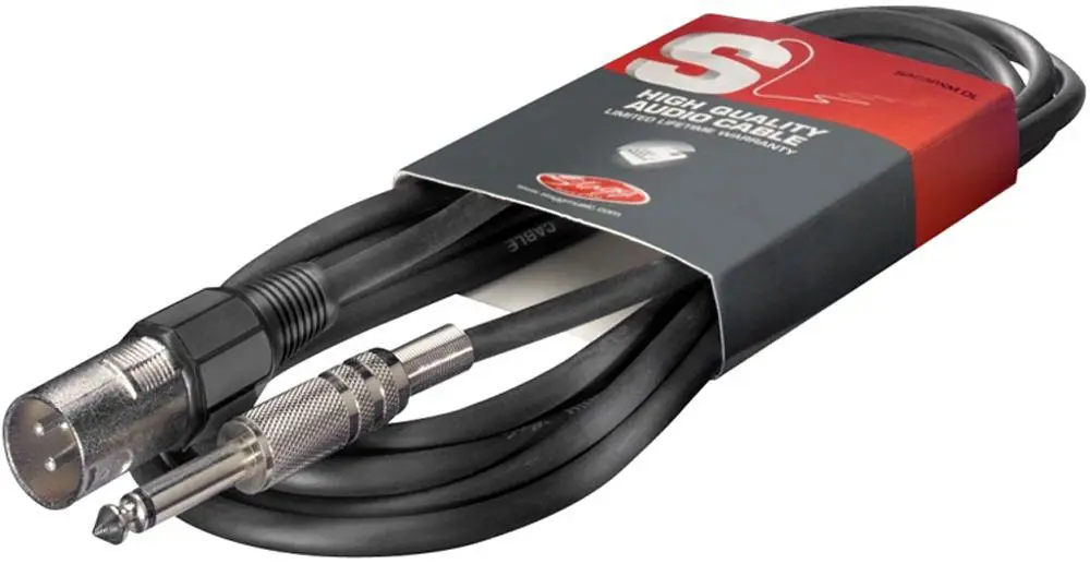 STAGG - 6,35mm (1/4 Zoll) Klinke auf XLR-Kabel Männlich zu Männlich 6m Schwarz