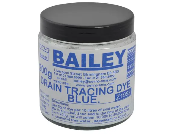 Colorant de traçage de drains Bailey 1992 - Bleu, 200g