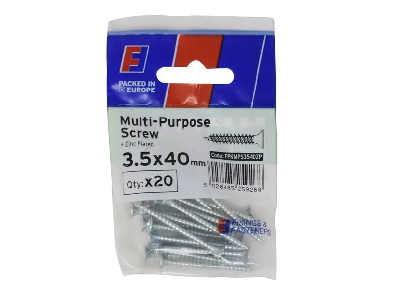 ForgeFix - Vielseitige Pozi-Schrauben, Senkkopf, verzinkt 3,5 x 40mm, 20er Pack