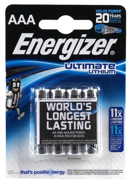 Energizer Ultimate Lithium AAA Batteries, 4-Pack