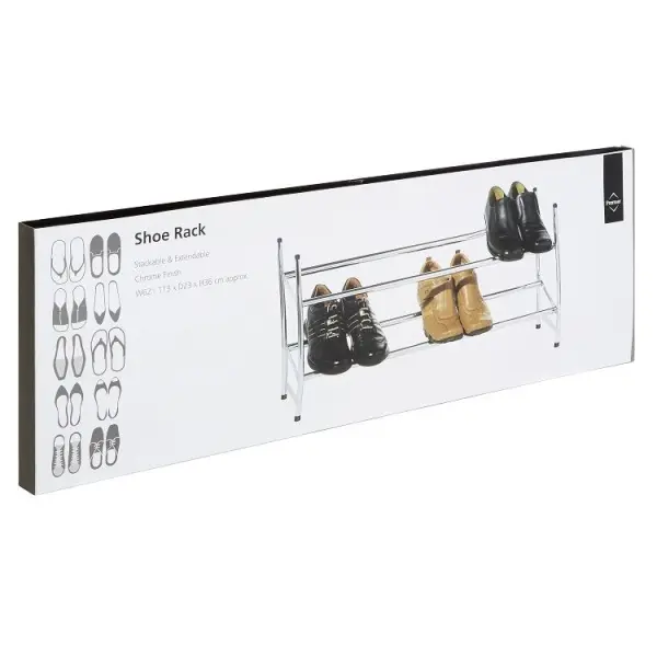 Raraion 2 Tier Chrome Shoe Rack, Extendable
