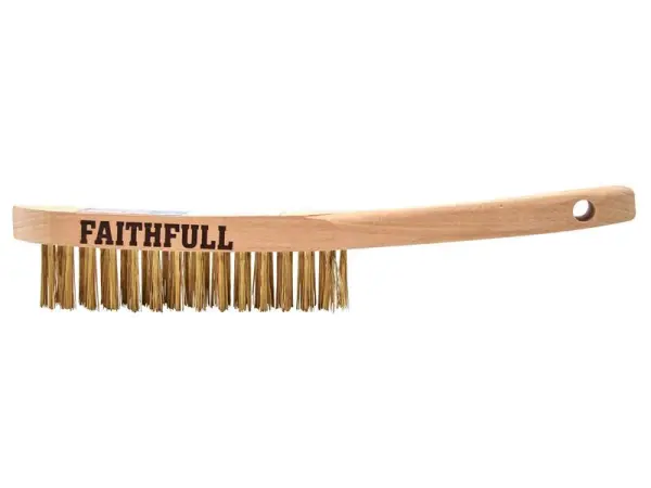 Faithfull מברשת גירוד פליז, 3 שורות, ידית עץ אשור FSC