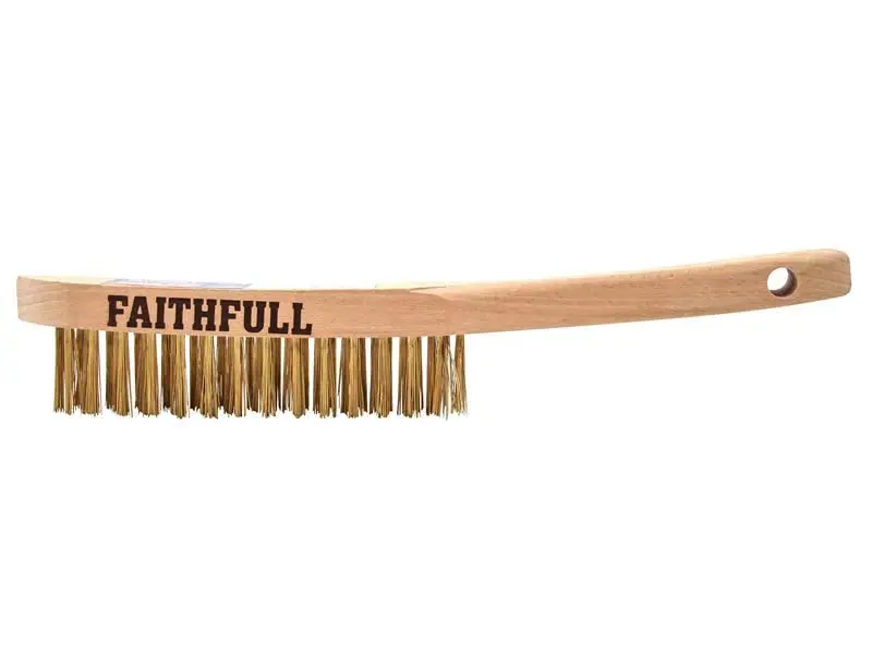 Faithfull מברשת גירוד פליז, 3 שורות, ידית עץ אשור FSC