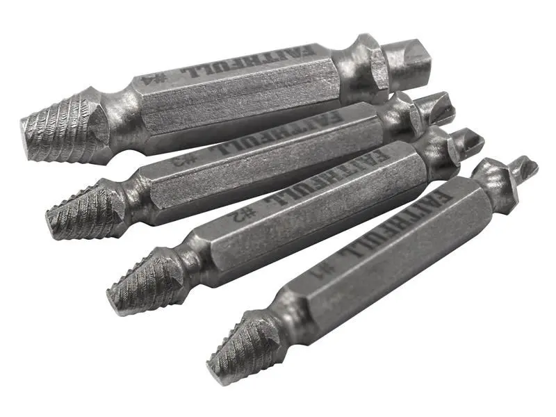 Faithfull 4-Piece Screw Extractor Set for Damaged Screws