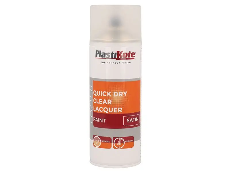 PlastiKote Quick Dry Clear Lacquer Spray, Satin, 400ml