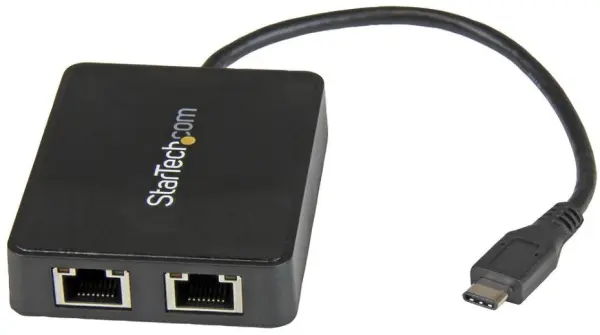STARTECH USB-C to Dual Gigabit Ethernet Adaptor with USB-A Port