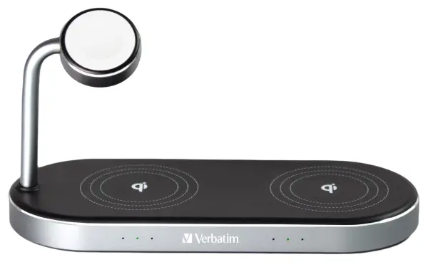 Verbatim 3-in-1 Dual Wireless Charging Pad for Apple Watch and iPhones