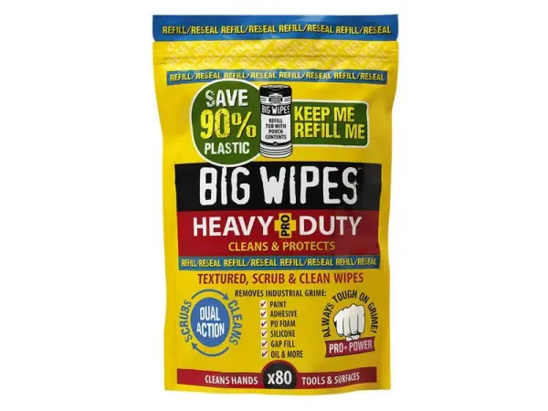 Big Wipes Pro+ Toallitas Antivirales de Limpieza, Recambio de 80 unidades