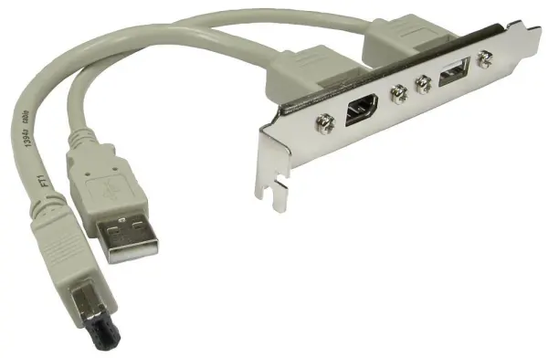 PRO SIGNAL USB 2.0 & FireWire 6-Pin Bracket Adapter, 0.13m Cable