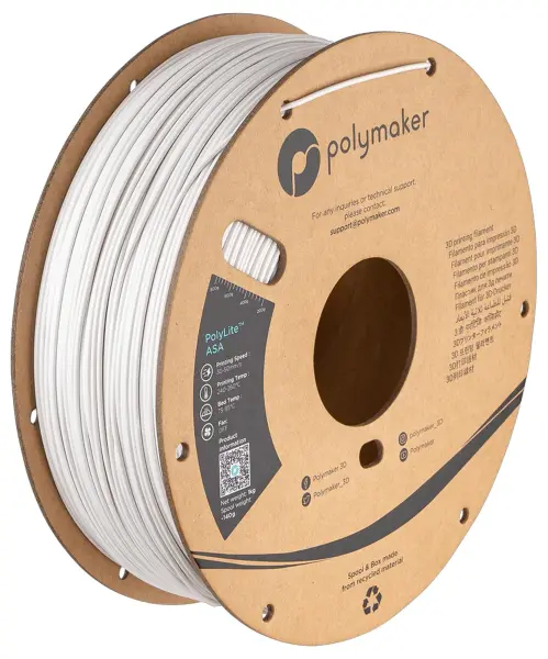 POLYMAKER 1.75mm PolyLite ASA 3D Printer Filament - White