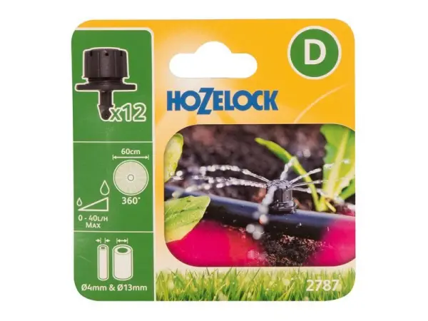 Hozelock Mini Aspersore Regolabile Fine Linea, 4/13mm, Confezione da 12