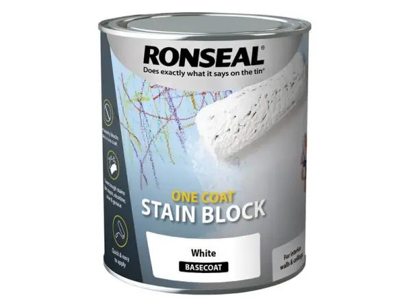 Ronseal One Coat Stain Block, White, 750ml