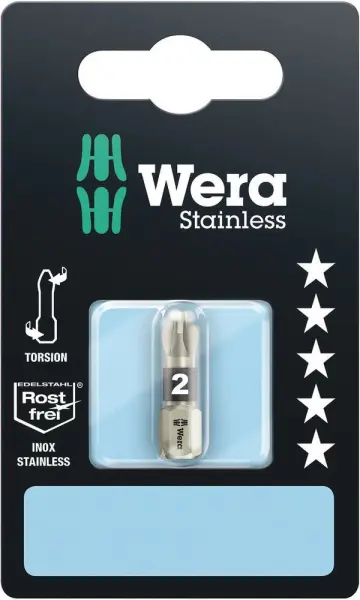 Wera 3855/1 TS SB Mèches en acier inoxydable PZ 2 x 25mm