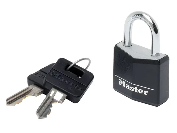 Master Lock アルミニウム ブラックビニールカバー 30mm 4ピン 南京錠