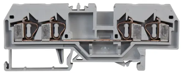 WAGO 4-Conductor Through Terminal Block, 35mm DIN Rail, Cage Clamp, 26A