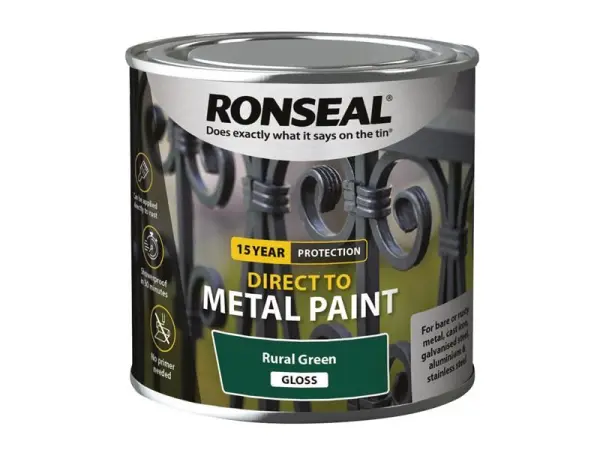 Ronseal Přímý nátěr na kov - lesklá venkovská zelená, 250ml