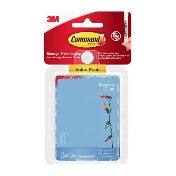 Command™ - Pacáiste Luach Clipí Soiléithe Maisiúcháin, 40 Cinn