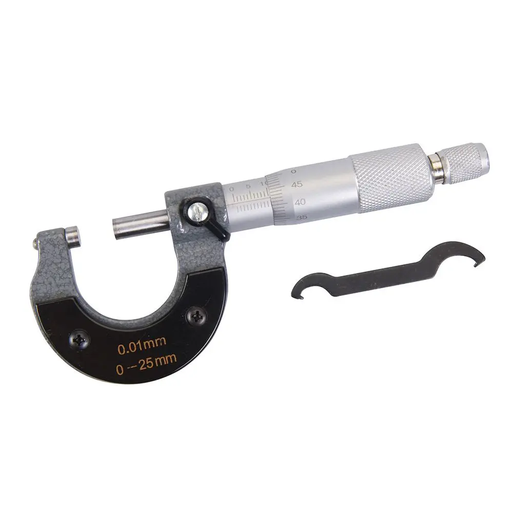 Silverline External Micrometer, 0-25mm, 0.01mm Resolution