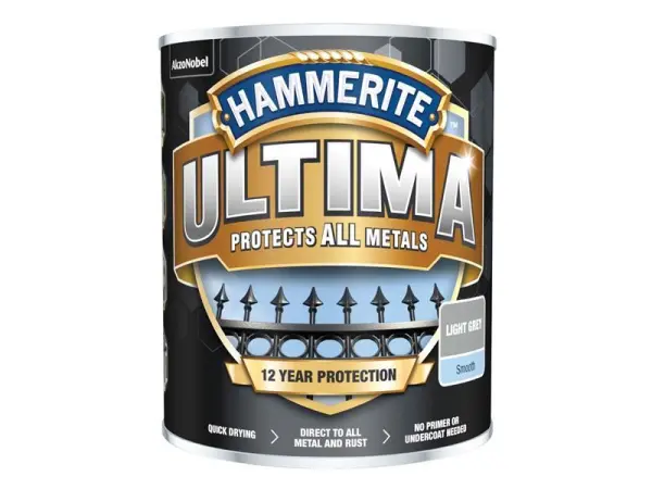 Hammerite Ultima Peinture Métal Lisse Gris Clair, 750ml