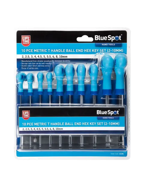 Blue Spot Tools 10件裝公制T型球頭六角匙套裝 (2-10毫米)