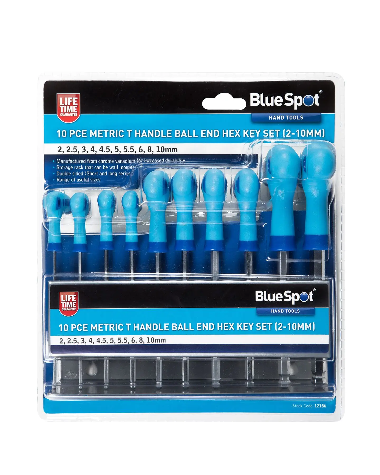 Blue Spot 10PCE Metric T-Handle Hex Key Set (2-10mm)