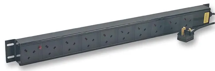 POWERDATA TECHNOLOGIES 10-Way Filtered UK PDU, Vertical Rack Mount