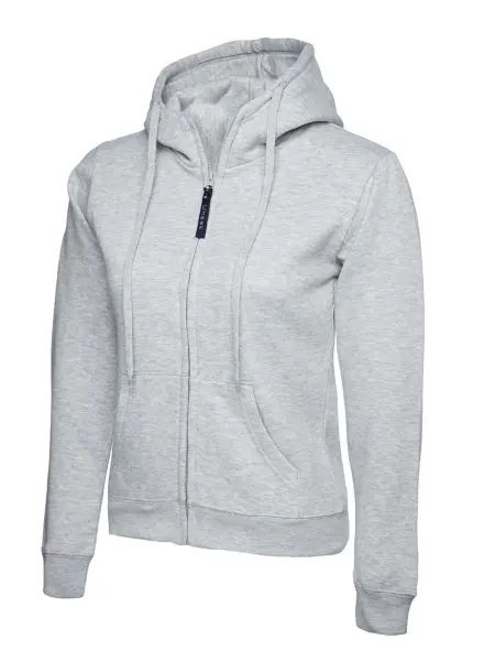 Uneek Women's Classic Full Zip Hooded Sweatshirt, Heather Grey, Size M