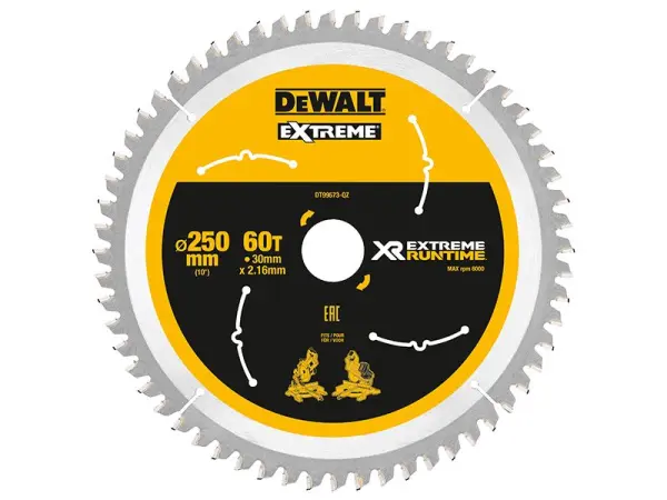 Lâmina de Serrote de Esquadria DEWALT Extreme Runtime FlexVolt, 250mm x 30mm, 6