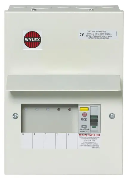 WYLEX - Unit Pengguna Logam 5-Laluan, 100A 30mA RCD