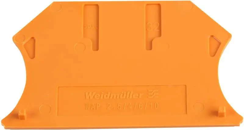 WEIDMULLER WAP 2.5-10 Τελική Πλάκα για Σιδηροδρομική Διάταξη DIN, Πορτοκαλί