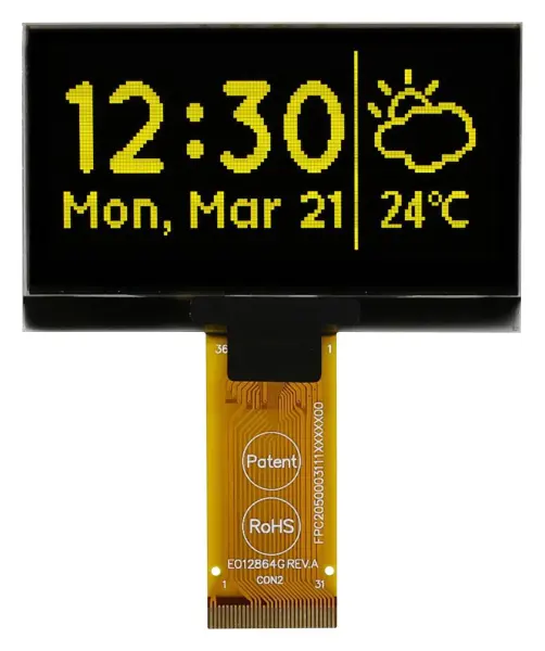 MIDAS MCOT128064H1V-YM OLED Graphic Display Module 128x64 Yellow on Black