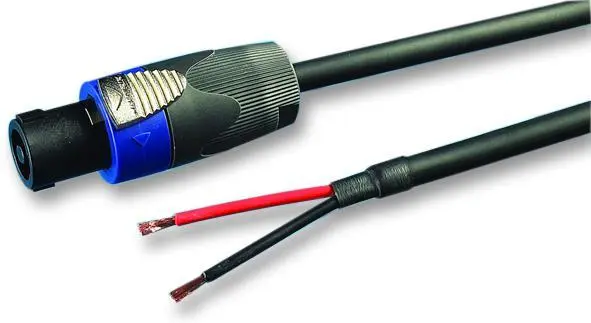 VDC 4-Pole Speakon Male to Bare Ends Cable, Black, 5m