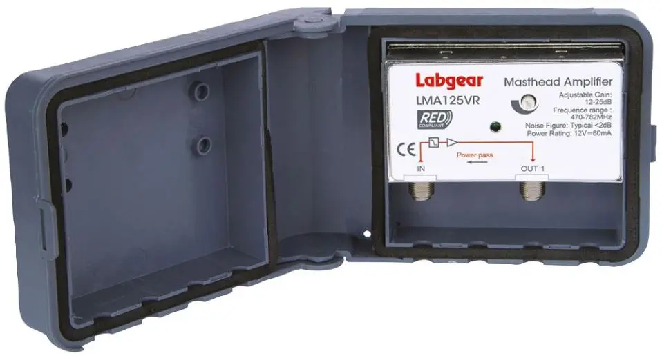 LABGEAR Single Output UHF Amplifier, 13-25dB Gain, LTE800 Filter