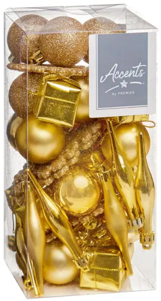 PREMIER Pacote de Decorações Festivas Douradas, 37 Peças
