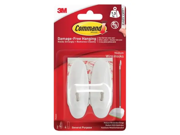 Command Medium Wire Hooks, Pack of 2