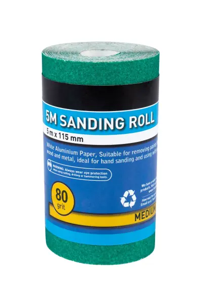 Blue Spot Tools 5m 115mm Sanding Roll, 80 Grit