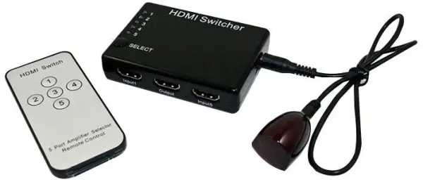 LMS DATA 5-Port HDMI Switch with Remote, Gold-Plated Ports