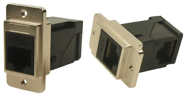 Cliff Dual Slim RJ45 Cat6 Right Angle to Straight Socket, Nickel Frame