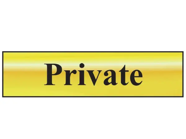 Scan Polished Brass Self-Adhesive Private Sign, 200x50mm