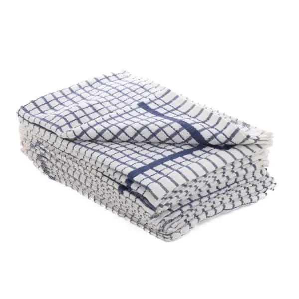 Raraion No 50 Terry Check Tea Towel Blue