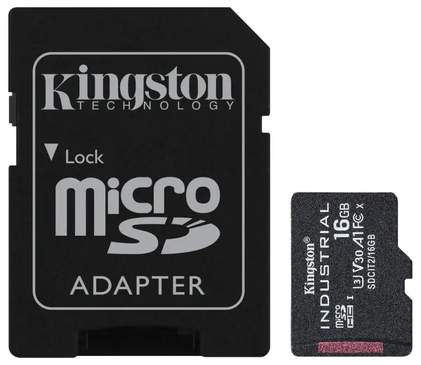 Kingston Industrial MicroSDHC Memory Card 16GB Class 10 A1 U3 V30